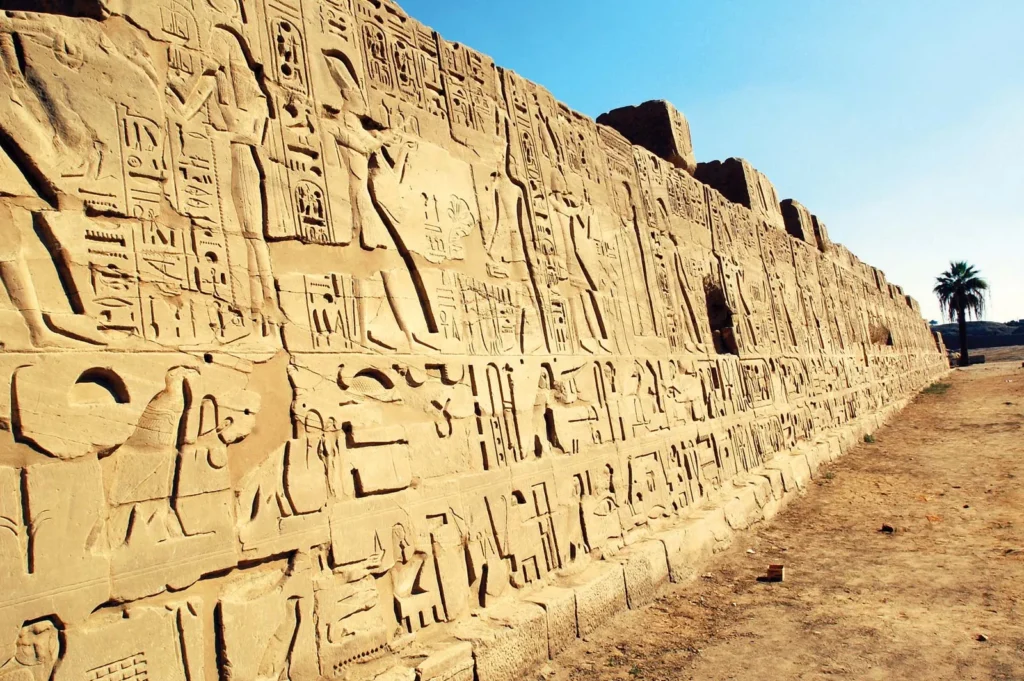 Hieroglyphics on a temple wall, Karnak, Egypt